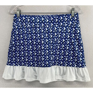 CALLAWAY Skirt S OPTI DRI Performance Mini Skort Ruffled Geometric Pull On Blue